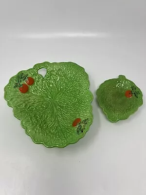 Buy Vintage 1930s Beswick Ware Green Cabbage & Tomato Serving Plates Set Of 2 • 27.95£