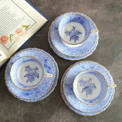 Buy Set Of 3 Trios Copeland Spode Blue Camilla Gilding Bone China England Great Cond • 95£