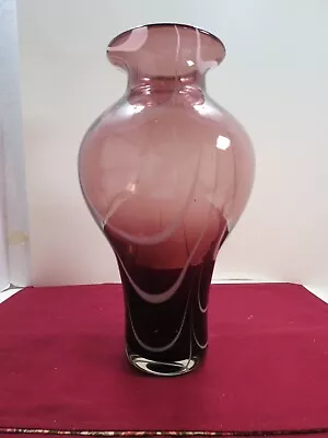 Buy Caithness Scotland LARGE SIZE STUDION Purple & White Swirled Art Glass 13  Vase • 37.11£