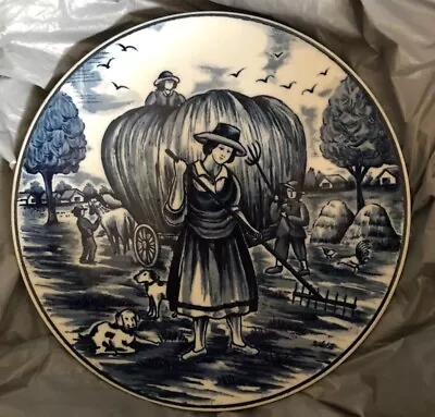 Buy Vintage Dutch Royal Delft Ware Plate With Woman & Rake , Man & Cart & Hay . • 8.50£