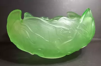 Buy Art Deco Walther And Sohne Sonnenfisch Design Frosted Green Uranium Glass Bowl • 56£