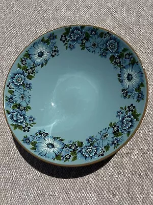 Buy Taylor Smith & Taylor Co Azura Blue/Brown Floral 10” Vintage MCM Serving Bowl • 13.54£