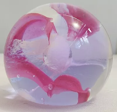 Buy CAITHNESS Scotland Streamers Art Glass Paperweight - Pink • 10£