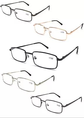 Buy L453 Mens Classic Design Reading Glasses/Square Metal Specs/Short Arm Cover • 3.99£