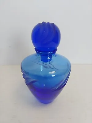 Buy Murano Blue Glass Bottle With Stopper Vintage Quality Glass Dopamine Decor • 12£