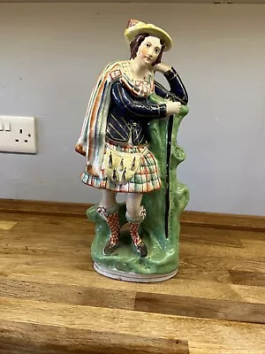 Buy Large Staffordshire Figure Highlander Shepherd Flat Back Kilt 15“ 1800’S Antique • 30£