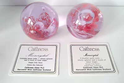 Buy 2 GLASS  Caithness Moon Crystal Paperweights, Magenta, Lilac, Scotland FREE P +P • 18.99£