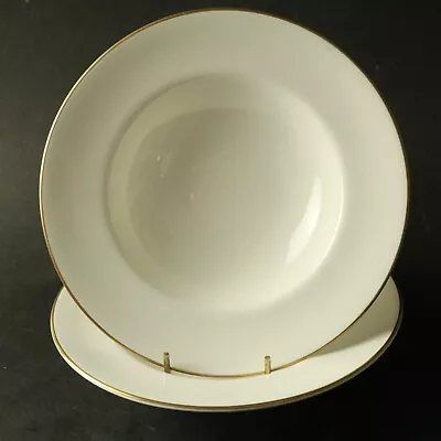 Buy Royal Worcester Strathmore 2 Rimmed Bowls  20cm Classic White & Gold Bone China • 8.99£