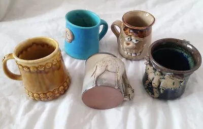 Buy 5x Handmade Pottery Mugs Elephant/giraffe /seashell • 15£