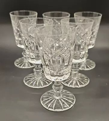 Buy Cut Glass Port Sherry Liqueur Shot Glasses Set Of 6 10cm 4  Tall 50ml Vintage • 12.99£