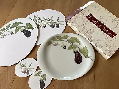 Buy Jersey Pottery Ann Swan Aubergine Plate Dinner Serving Dish +coasters +placemats • 10.99£