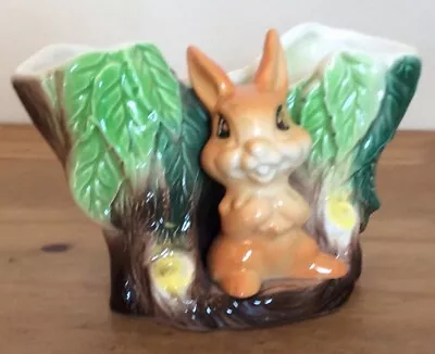 Buy Vintage Hornsea Pottery Fauna Bunny Rabbit By A Tree Stump Ornament Vase • 10£