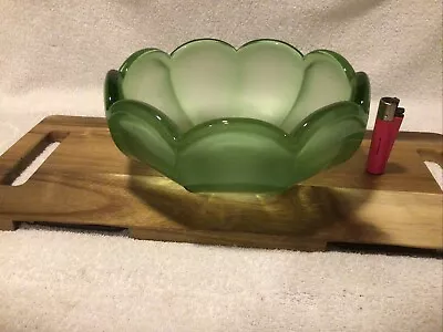 Buy Green Glass Art Deco Vaseline Bowl Very Heavy Rare • 18£