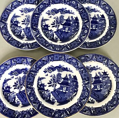 Buy Antique Royal Worcester Blue Willow 6 Set Plates 6”  Blue & White Pottery C1905 • 32£