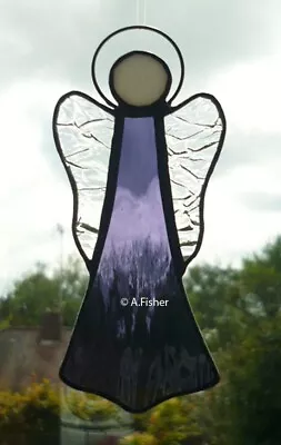 Buy Stained Glass Tall Slim Angel - Purple - Suncatcher  NEW - 16.5cms (6.5ins)H • 9.95£