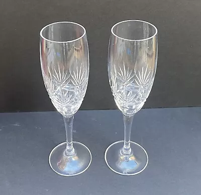 Buy Pair Edinburgh International Crystal Cut Glass ED179 Champagne Flutes Immaculate • 19.99£