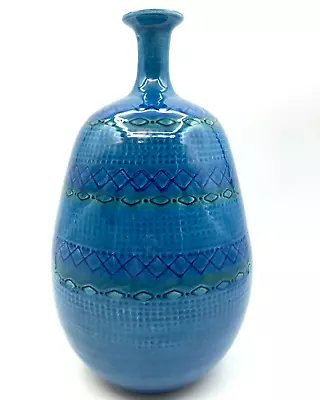 Buy Tadinate Bitossi Style Incised Italian Art Pottery Vase Blue 12  • 44.36£