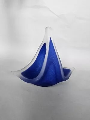 Buy Murano Glass Cobalt Blue Vase Basket 16cm Height Italy  • 3.90£