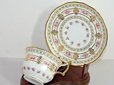 Buy Antique CAULDON English Bone China Cup & Saucer Hand Painted Gilt Rose Edwardian • 33.55£