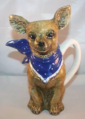 Buy Blue Sky Clayworks Ceramic Chihuahua Teapot Tea With Diddy 10” Tall Missing Lid • 27.95£