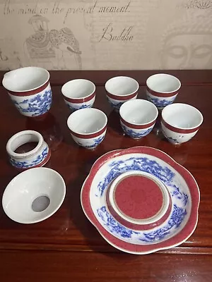 Buy New Chinese Tea Cup Set Jingdezheng Mark 10 Piece Set Landscape • 30£