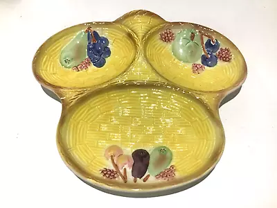 Buy Vintage Avon Ware Pottery  Fruit / Basket Weave Design 3 Compartment Dish • 6£