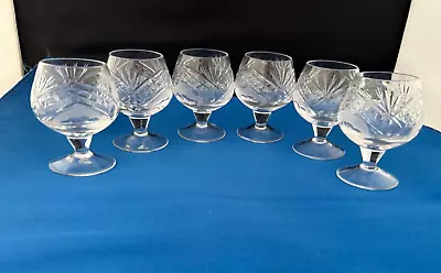 Buy 6 X BELARUS RUSSIAN CUT GLASS CRYSTAL SHOT GLASSES - SHORT STEM • 12£