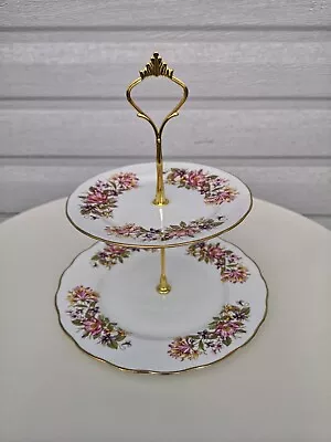 Buy Vintage 2 Tier Cake Stand Small Bone China Colclough Wayside White Floral  • 14.90£