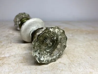 Buy Antique Crystal Glass 12 Point Door Knob Set With Spindle And 1 Rosette • 23.25£
