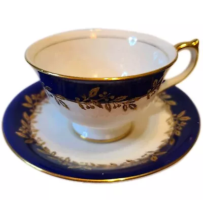 Buy Aynsley Fine English Bone China Cobalt Blue Gold Tea Cup Saucer Pattern 2966 • 74.27£