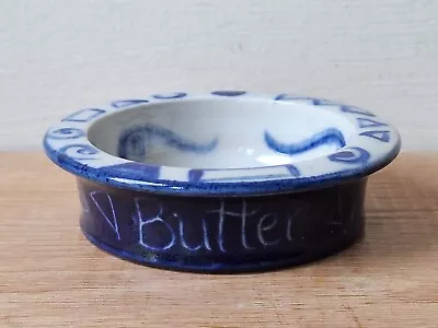 Buy GWILI POTTERY Butter Dish Hand Made & Painted Blue White WELSH Vintage WALES • 16.95£