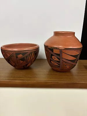Buy Signed Silas Hopi American Indian Art Pottery 2 Pots • 181.73£