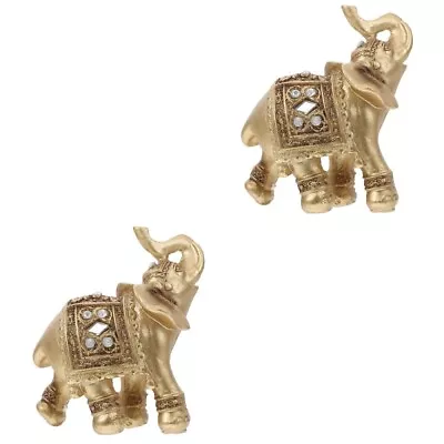 Buy  2 Pieces Elephant Ornaments Gold Figurines Wine Cabinet Statue • 14.78£