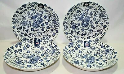 Buy Royal Wessex Blue & White Floral Bird Porcelain Pasta Serving Bowls Set Of 4 New • 51.16£