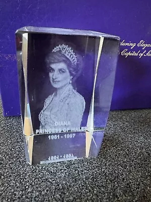 Buy Princess Diana Commemorative Engraved Glass Block Paperweight 3  X 2  • 3£