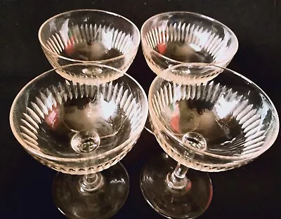 Buy 4 X EDWARDIAN CUT CHAMPAGNE GLASSES GROUND PONTILS (23(g) • 55£