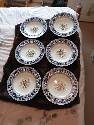 Buy 6X Wedgewood Blue Florentine W1079 Floral Pattern Bowls. • 40£