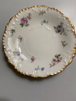 Buy Limoges Porcelain Scalloped Gold Rim Saucer Blue And Red Floral Pattern, Defect • 7.46£