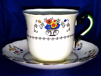 Buy C1936 ART DECO TUSCAN CHINA HAND PAINTED BONE CHINA FLORAL TEA CUP & SAUCER #6 • 19.99£