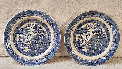 Buy 2 Antique Staffordshire T. Booth &Co. Blue Willow Porcelain Stoneware Plate 9.5  • 42.01£