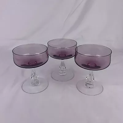 Buy Fostoria DISTINCTION PLUM Champagne/Tall Sherbet Glasses - Lot Of 3 • 31.68£