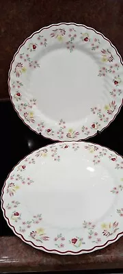 Buy 2 X  Wedgwood Bone China 'Charlotte' Pattern Dinner Plate Red Trim  • 8£