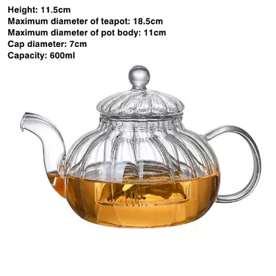 Buy Heat-Resistant Transparent Glasses Teapot Set Glass Tea Filter Pumpkin Pot • 38.60£