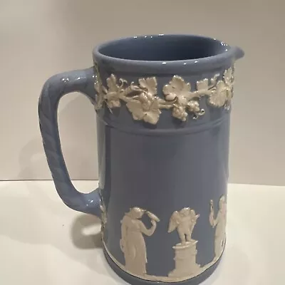Buy Wedgwood Embossed Queensware Blue White 4” Rope Handled Pitcher/Creamer • 32.68£
