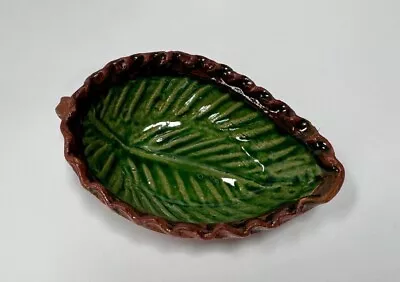 Buy Green Leaf Shaped Pottery Dish Serving Decorative Snack Bowl Tableware • 14.99£
