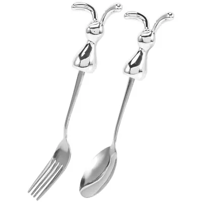 Buy  2 Pcs Rabbit Tableware Stainless Steel Child Baby Kids Cutlery Dinnerware • 7.58£