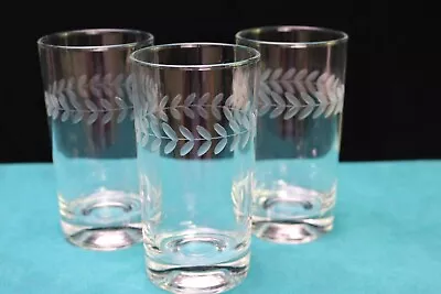 Buy Vintage Anchor Hocking Etched Laurel Pattern 3 Straight Glass Tumblers  4  3/4   • 19.57£