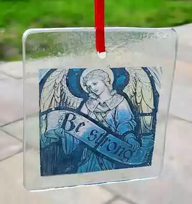Buy Stained Glass Angel Be Strong Kiln Fired Glass Sun Catcher Angels Suncatcher • 25£