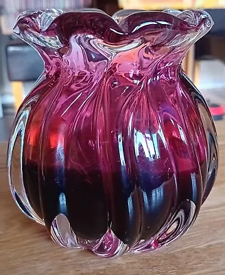 Buy Murano Cranberry Glass Vase • 27.50£