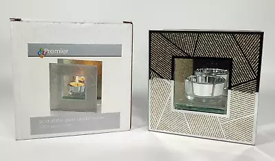 Buy Premier Gold Glitter Glass Candle Holder 12cm - New • 2.49£
